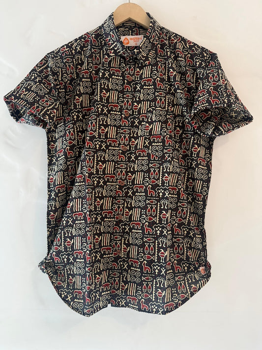 Tribal Print Vintage Cotton Half Sleeve Shirt for Men