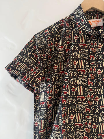 Tribal Print Vintage Cotton Half Sleeve Shirt for Men
