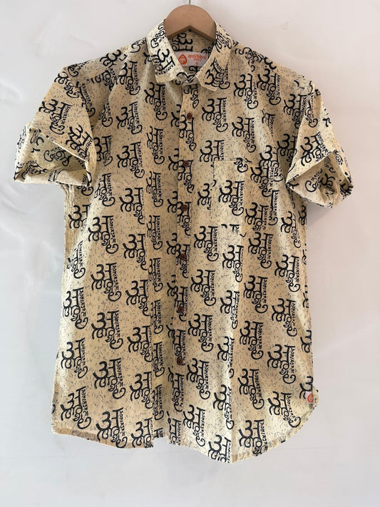 अक्षरमाला Cotton Half Sleeve Shirt for Men - Black