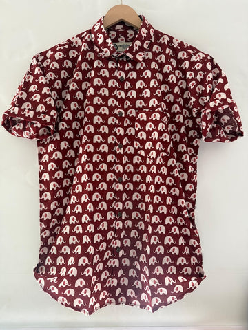 Elephant Print Half Sleeve Cotton Men's Shirt