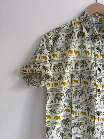 Elephent Print Cotton Shirt for Men - Goa Vibes