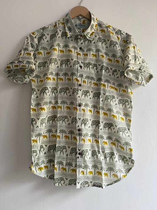 Elephent Print Cotton Shirt for Men - Goa Vibes