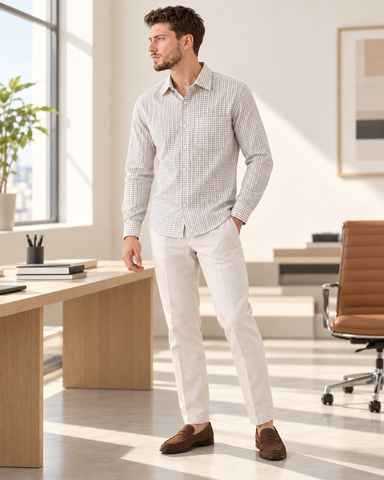 Mens Small Checks Every Day Wear Premium Cotton Shirt