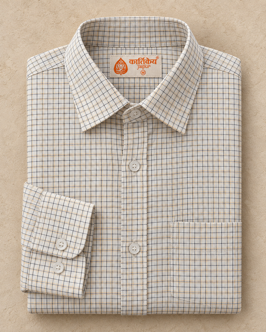 Mens Small Checks Every Day Wear Premium Cotton Shirt