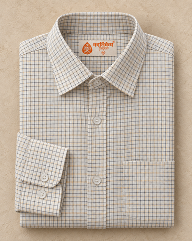 Mens Small Checks Every Day Wear Premium Cotton Shirt