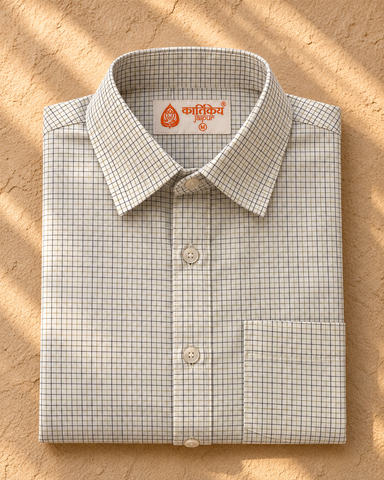 Mens Mini Check Every Day Wear Premium Cotton Shirt