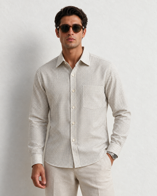 Mens Mini Check Every Day Wear Premium Cotton Shirt