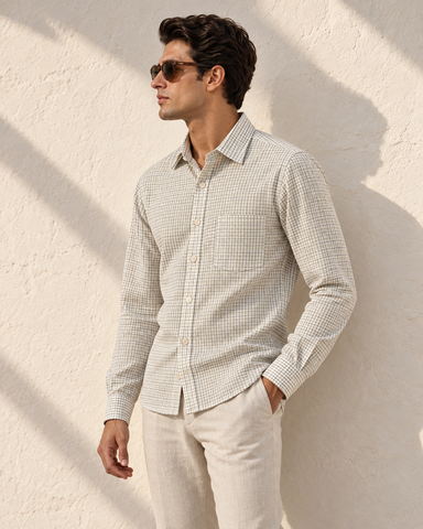 Mens Mini Check Every Day Wear Premium Cotton Shirt