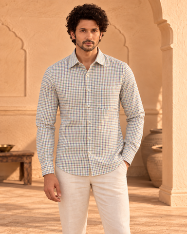 Mens Mini Checkered Every Day Wear Premium Cotton Shirt