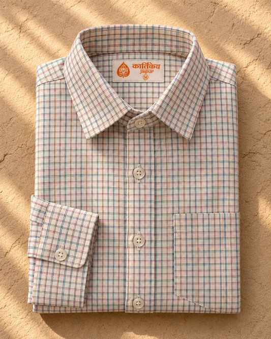 Mens Mini Checkered Every Day Wear Premium Cotton Shirt