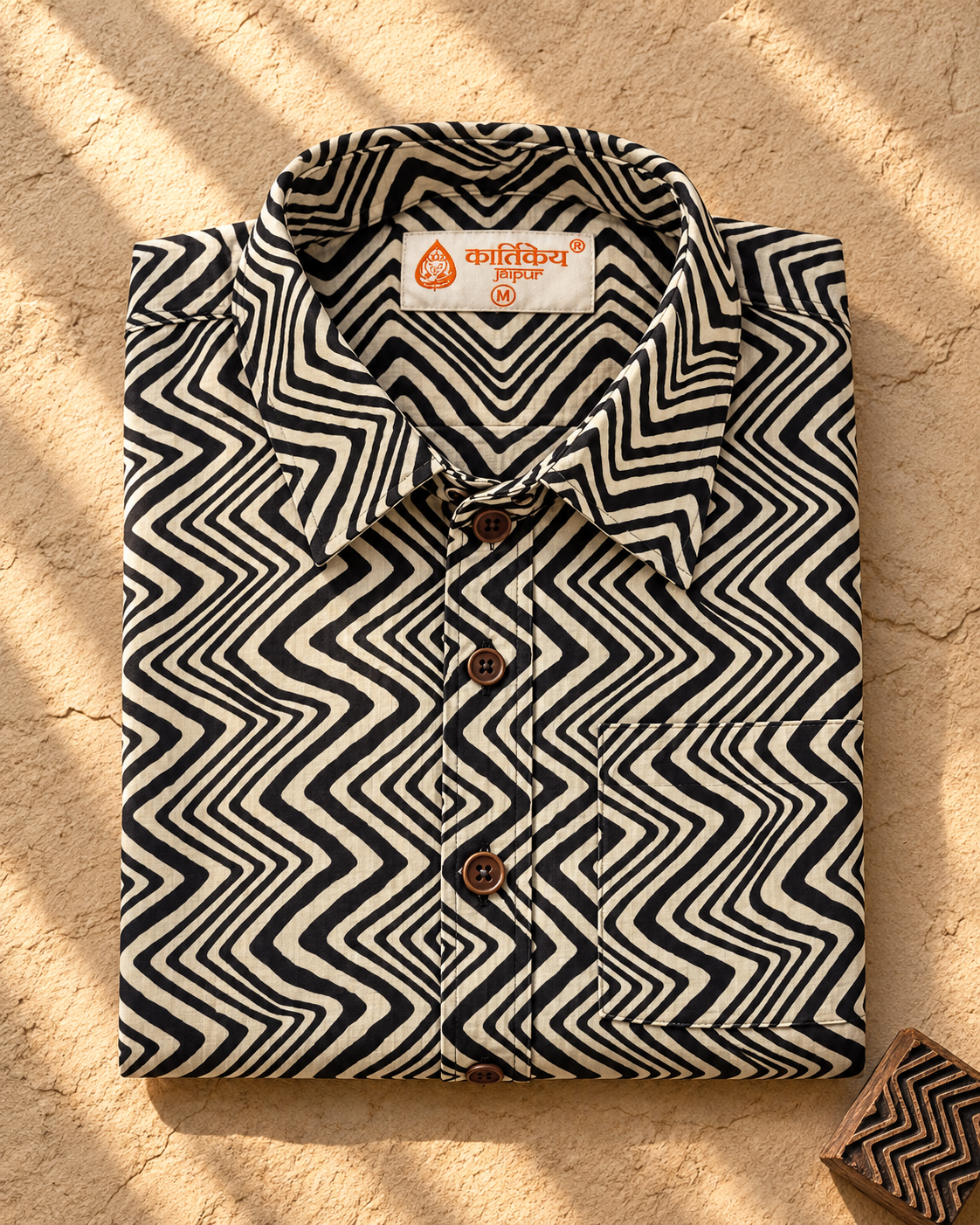 Abstract Print Half Sleeve Cotton Shirt for Men