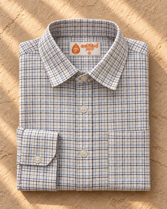 Mens Mini Checkered Every Day Wear Premium Cotton Shirt