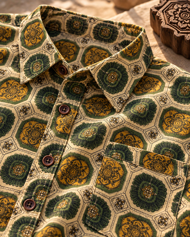 Kalamkari Print Half Sleeve Cotton Shirt for Men