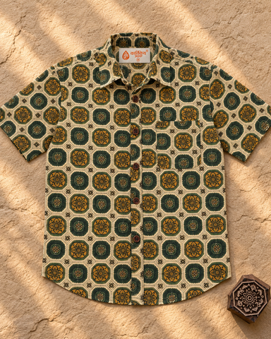 Kalamkari Print Half Sleeve Cotton Shirt for Men