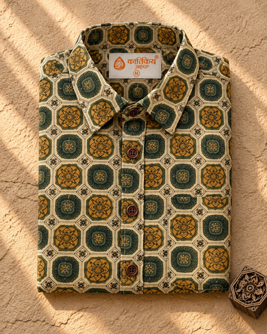 Kalamkari Print Half Sleeve Cotton Shirt for Men