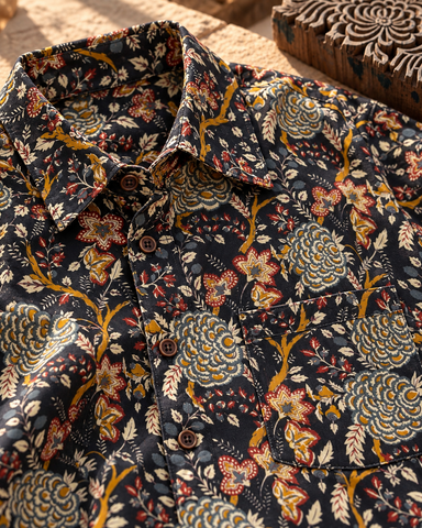 Kalamkari Print Half Sleeve Cotton Shirt for Men