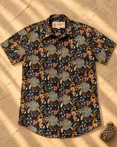 Kalamkari Print Half Sleeve Cotton Shirt for Men