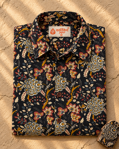 Kalamkari Print Half Sleeve Cotton Shirt for Men