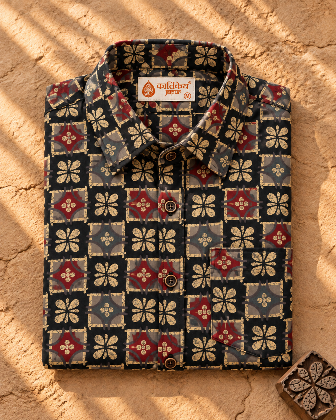 Kalamkari Print Half Sleeve Cotton Shirt for Men
