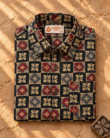 Kalamkari Print Half Sleeve Cotton Shirt for Men