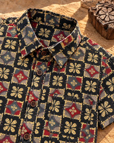 Kalamkari Print Half Sleeve Cotton Shirt for Men