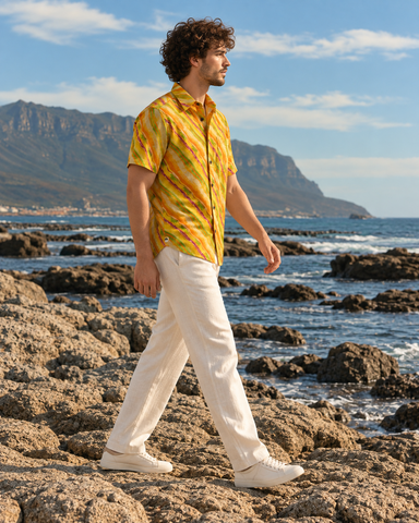 Lehariya Print Half Sleeve Cotton Shirt for Men - Seasons Special