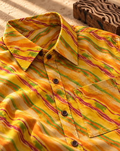 Lehariya Print Half Sleeve Cotton Shirt for Men - Seasons Special