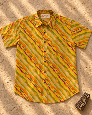 Lehariya Print Half Sleeve Cotton Shirt for Men - Seasons Special