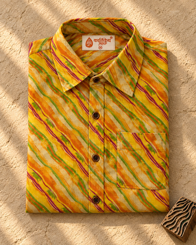 Lehariya Print Half Sleeve Cotton Shirt for Men - Seasons Special