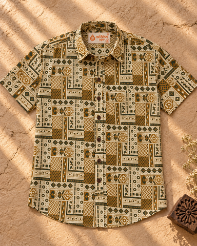 Kartikeya Jaipur Tribal Print Cotton Shirt for Men - Organic