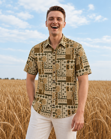 Kartikeya Jaipur Tribal Print Cotton Shirt for Men - Organic