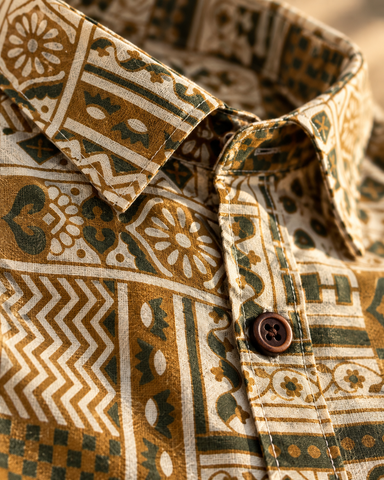 Kartikeya Jaipur Tribal Print Cotton Shirt for Men - Organic