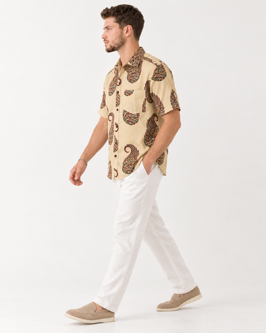 Kalamkari Print Half Sleeve Cotton Shirt for Men