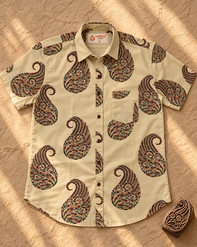 Kalamkari Print Half Sleeve Cotton Shirt for Men