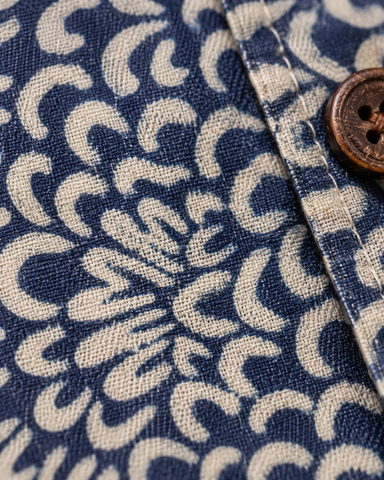 Kartikeya Jaipur Natural Print Indigo Half Sleeves Shirt - Limited Edition ( Pre book dispatch by 10TH OCT )