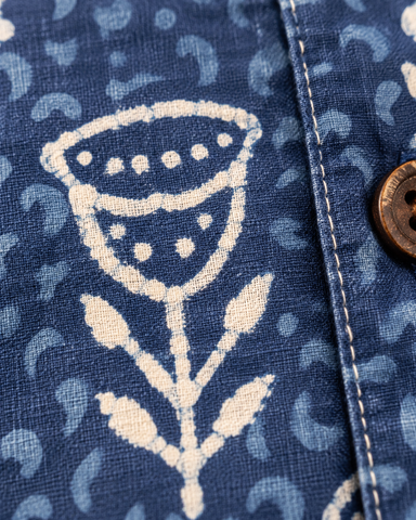 Kartikeya Jaipur Natural Print Indigo Half Sleeves Shirt - Limited Edition ( Pre book dispatch by 10TH OCT )
