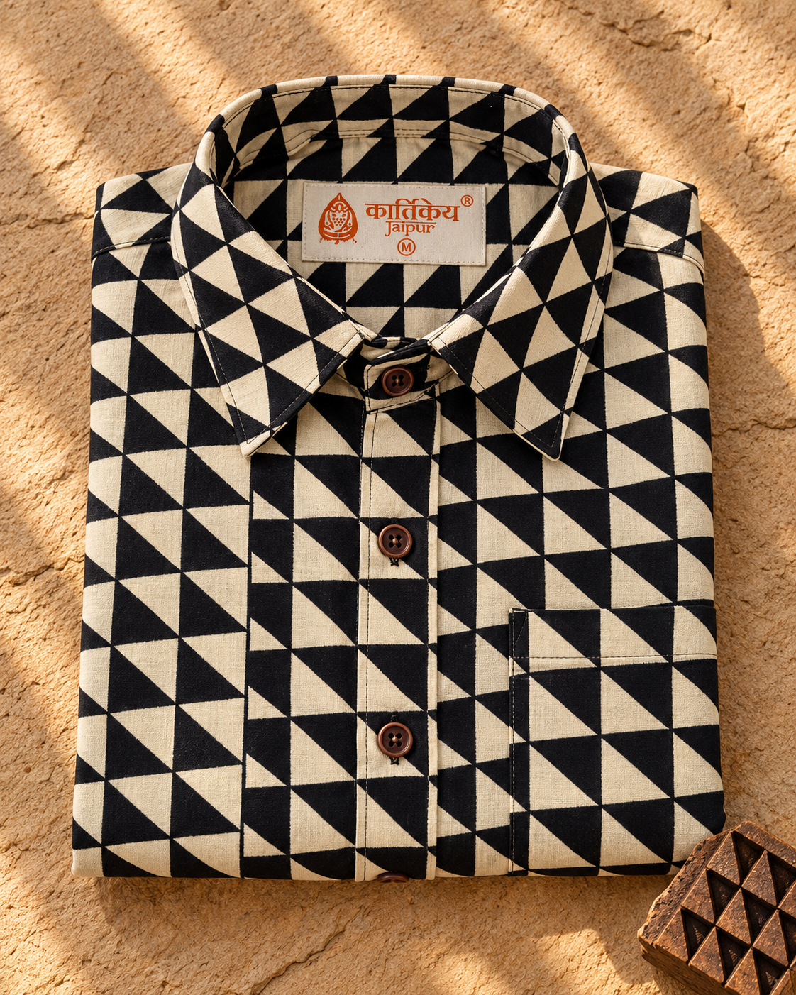 Abstract Print Half Sleeve Cotton Shirt for Men