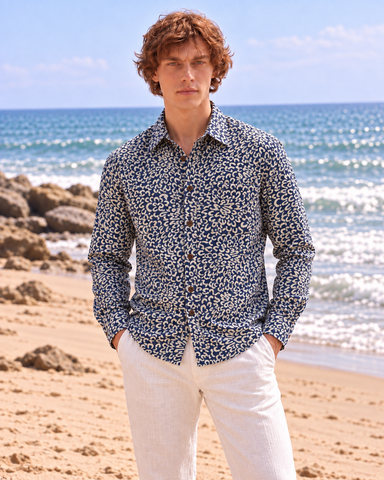 Organic Indigo Mens Full Shirt - By Kartikeya Jaipur ( Pre Book - Dispatch by 7th Oct )