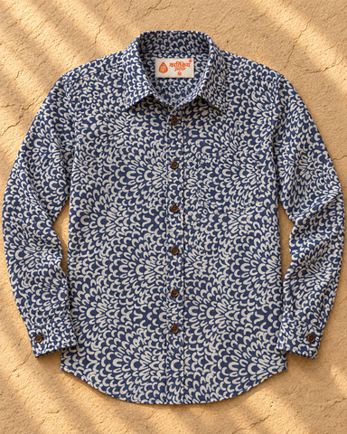 Organic Indigo Mens Full Shirt - By Kartikeya Jaipur ( Pre Book - Dispatch by 7th Oct )