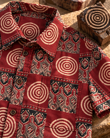 Kalamkari Print Half Sleeve Cotton Shirt for Men