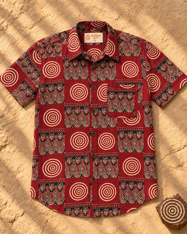Kalamkari Print Half Sleeve Cotton Shirt for Men
