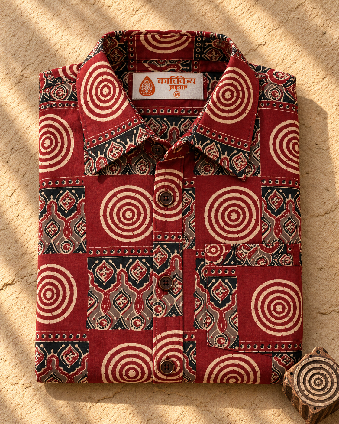 Kalamkari Print Half Sleeve Cotton Shirt for Men