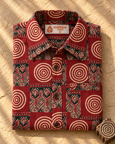 Kalamkari Print Half Sleeve Cotton Shirt for Men