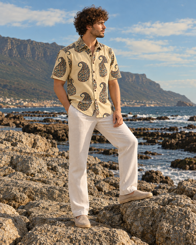 Kalamkari Print Half Sleeve Cotton Shirt for Men