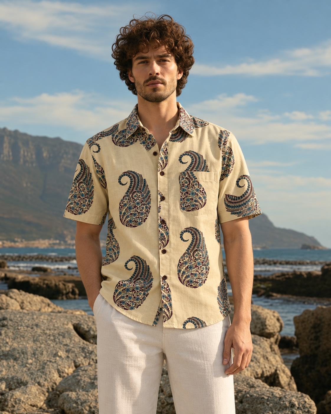 Kalamkari Print Half Sleeve Cotton Shirt for Men