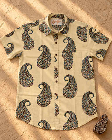 Kalamkari Print Half Sleeve Cotton Shirt for Men