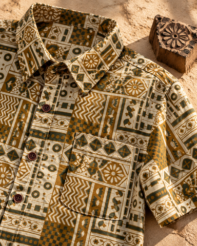 Kalamkari Print Half Sleeve Cotton Shirt for Men