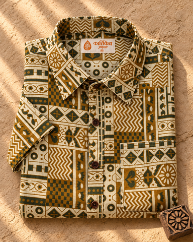 Kalamkari Print Half Sleeve Cotton Shirt for Men