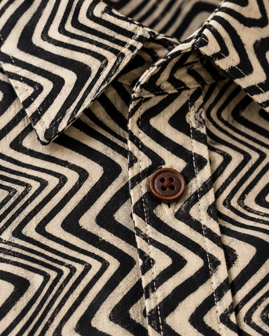 Abstract Print Half Sleeve Cotton Shirt for Men