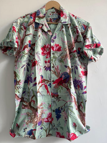 Jungle Print Cuban Collar Shirt for Men